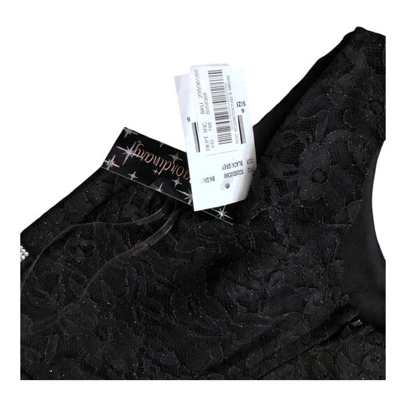 Xtraordinary Girls 8 High Low Formal Dress Black Lace Floral Rhinestone Waist - Picture 7 of 8